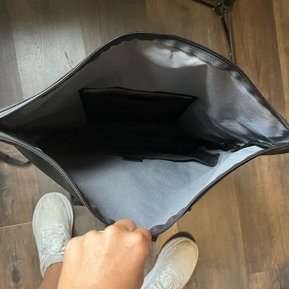 Ginkgo Large Rolltop Backpack Black with Yellow Reflective Stripes Biking Laptop - Picture 8 of 9